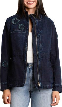 BILLY T Butterfly Embroidery Cotton Blend Jacket in Denim at Nordstrom, Size X-Small