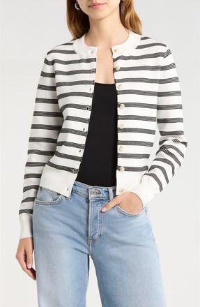 ASTR the Label Tawni Stripe Cardigan in Black White Stripe at Nordstrom, Size X-Small