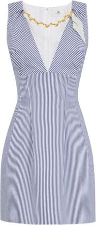 Elisabetta Franchi Striped Chain Mini Dress - Dames - Korte kleedjes - Blauw - L - Katoen - Kleedjes