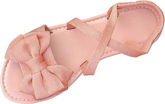 Generic Ladies Flat Sandals Bow Casual Summer Shoes Open Toe Solid Color Breathable Lightweight Versatile Stylish Comfy Slip On Sandals Beach Outdoor