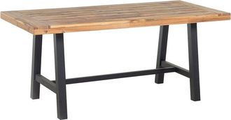 Beliani Beliani - Mesa De Comedor De Madera De Acacia Clara Y Negro 170 X 80 Cm Para Exterior O Interior Scania