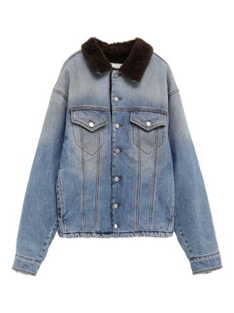 ERL shearling collar pocket jacket - unisex - Cotton - M - Blue