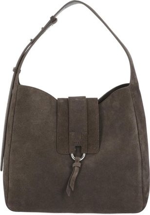 Hogan Brown Suede Shoulder Bag with Adjustable Strap