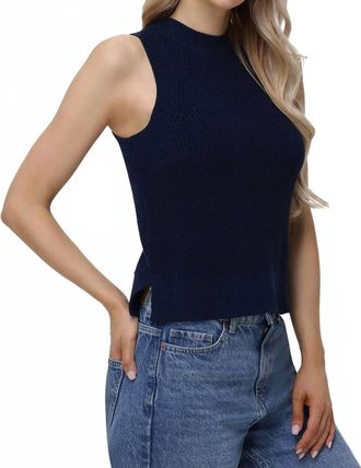 525 america Demi High Crew Neck Tank Top In Navy