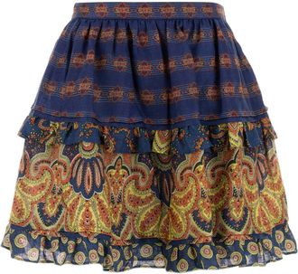 Valentino Garavani Womens Printed Linen Skirt - Dark Blue - Size EU 38 (Womens)