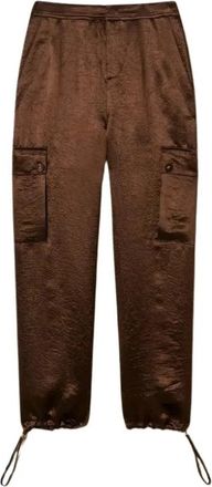 Twinset Cargobroek in Raso Froiss&eacute; - Dames - Broeken - Bruin - XL - Satijn - Broeken