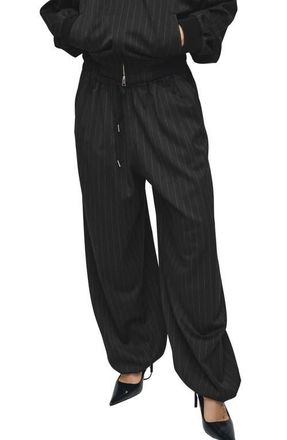 Mango Pinstripe Balloon Pants in Black at Nordstrom, Size X-Large