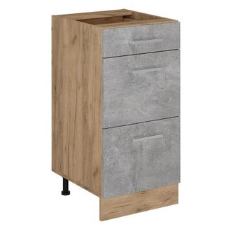 Vicco Mueble Bajo De Cocina R-line, Hormig&oacute;n, 40 Cm Con Cajones, Sin Encimera