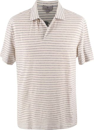 Canali Striped Cotton Polo Shirt Size M