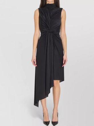 Balenciaga stretch midi dress high neckline draped