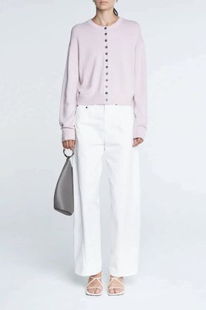 Maria McManus Tiny Button Cardigan In Powder Pink