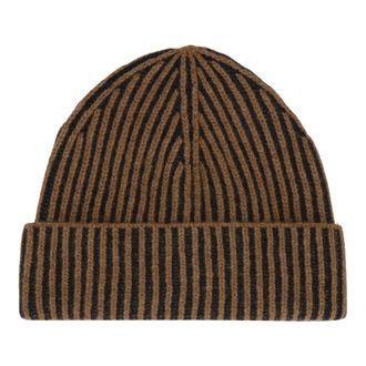 Moorer Accessories, male, Brown, ONE SIZE, Ribbed Knit Wool Cashmere Beanie