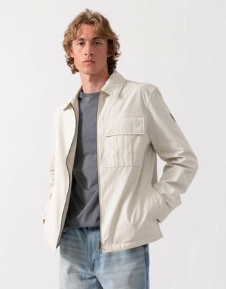 Belstaff Mens Belstaff Cargo Mens Overshirt - Silver Birch - White - Size: 42/Regular