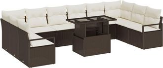 vidaXL Vidaxl - Garden Sofa Set with Storage 11 pcs Light Grey Poly rattan