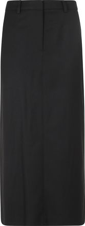 Dunst H-Line Midi Skirt With Neat Drape And Logo Embroidery