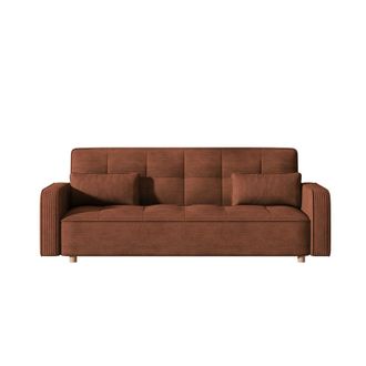 Concept Usine Sof&aacute; escandinavo convertible de 3 plazas en terciopelo terracota