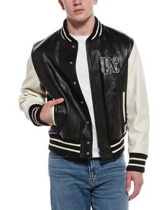Palm Angels Leather Bomber Jacket
