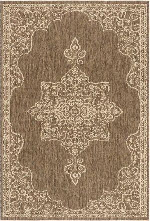 Safavieh Alfombra medall&oacute;n de polipropileno beige, 122 x 183 cm