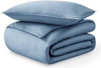 Bare Home Organic Cotton Sateen Duvet Cover and Sham Set in Dusty Blue at Nordstrom, Size Twin/twin X-Long