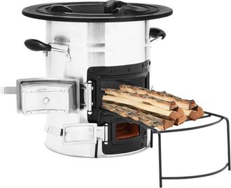 vidaXL Cocina Le&ntilde;a Camping Acero Inoxidable Plateado 51,5x35x30,5 Cm Vidaxl