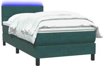 vidaXL Cama Box Spring Con Colch&oacute;n Terciopelo Verde Oscuro 90x210 Cm Vidaxl