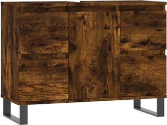 vidaXL Bathroom Cabinet Smoked Oak 80x33x60 cm Engineered Wood Vidaxl
