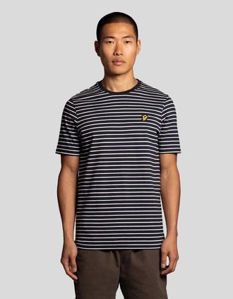 Lyle & Scott Lyle And Scott Mens Pique Breton Stripe T-Shirt - White - Size: 40