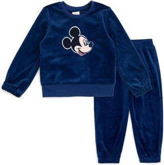 Disney Velour Sweatshirt & Pants Set in Mickey Mouse Blue at Nordstrom, Size 7-8