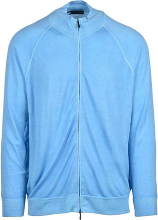 Drumohr Cardigan met rits - Heren - Vesten - Blauw - 2XL - Wol - Truien & Vesten