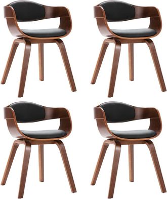 vidaXL Vidaxl - Sedie Da Pranzo 4 Pz In Legno Curvato E Similpelle