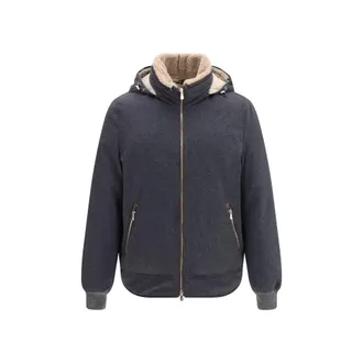 Brunello Cucinelli Gray Wool Oves Aries Full-Length Mens Jacket