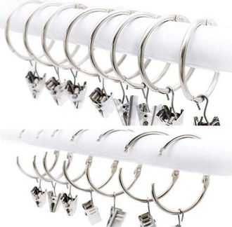 OEM 25 Anillas Para Cortinas Con Clips, Clips Decorativos De Metal Para Cortinas De Ventana Con Clip Resistente, Inoxidables, F&aacute;ciles De Abrir Y Cerrar, 5