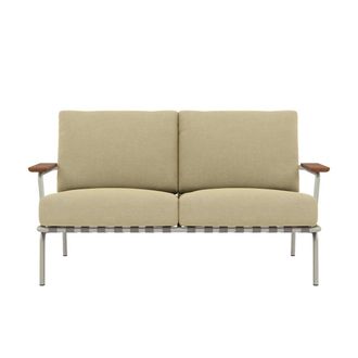 MUUTO Settle Outdoor 2-Sitzer Sofa, beige / grau (Stoff Delta 25)