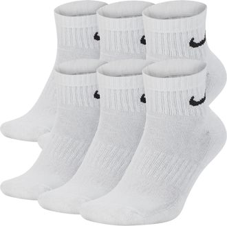 Nike Mens Everyday Cushioned Training Ankle Socks (6 Pairs) in White | SX7669-100