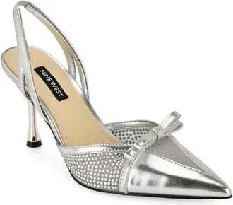 Nine West Padell Pointed Toe Slingback Pump in Silver at Nordstrom, Size 7.5
