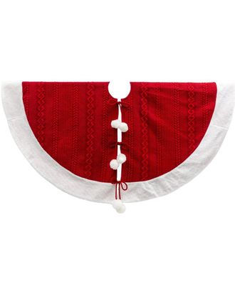Gerson International 48-In L Red Acrylic Pom Pom Tree Skirt