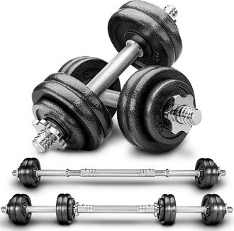 OEM Re:sport Juego De Mancuernas De Hierro Fundido De 15 Kg, Juego De Barra, Discos De Pesas Con Mancuernas