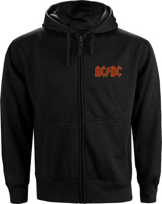 AC/DC AC/DC Unisex Adult Back Print Logo Full Zip Hoodie (Zwart)