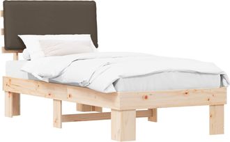 vidaXL Letto Con Testiera Rivestita Talpa 100 X 200 Cm Pino Massello Vidaxl