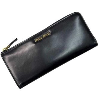 Miu Miu Pre-owned Lederen Portemonnee - Dames - Vintage Accessoires - Zwart - ONE Size - Leer - Vintage