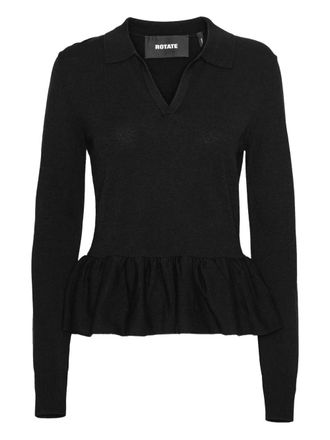Rotate Peplum gebreide top - Zwart