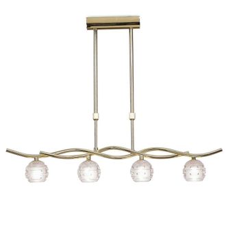Netlighting Dali Telescopic Linear Pendant Line 4 Light G9 Polished Brass in Gold