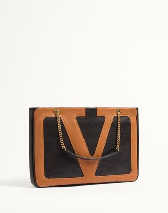 Valentino Garavani Borsa Shopping Media Valentino Garavani Viva Superstar In Nappa Donna NERO/SPEZIA UNI