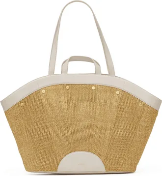 Hammitt Hammitt Shelley Tote Calla Lily White Raffia Brushed Gold Hammered