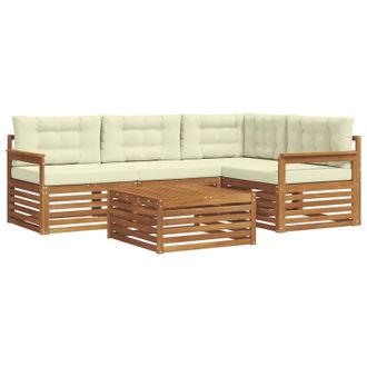 vidaXL Conjunto De Sof&aacute;s De Exterior Con Coj&iacute;n 5 Pcs Natural Y Crema Vidaxl