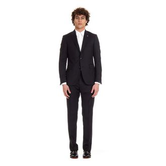 Tagliatore Single Breasted Suits, male, Blue, Size: 4XL Blue Wool Dress with Pockets