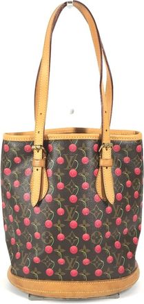 Louis Vuitton Brown Monogram Cherry Red Color Monogram Canvas Shoulder Bag Tote Bag (Pre-Owned)