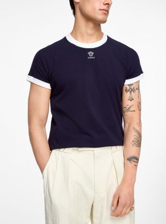 Versace Mens Embroidered logo contrasting trim T-shirt