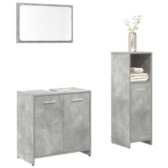 Berkfield Home 3 Piece Bathroom Furniture Set Concrete Grey Engineered Wood