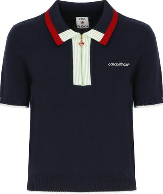 Casablanca White Merino Embroidered Polo Shirt